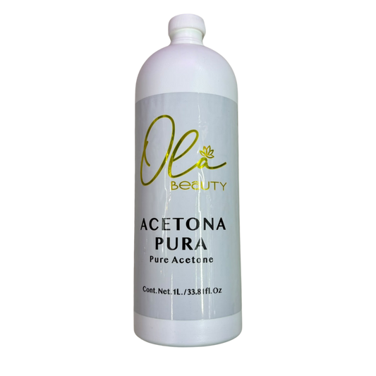 Acetona Pura OLA Beauty 1 Litro / 32 oz Removedor Profesional para Uñas Acrílicas y Gel - Acetona - Elegans Nails