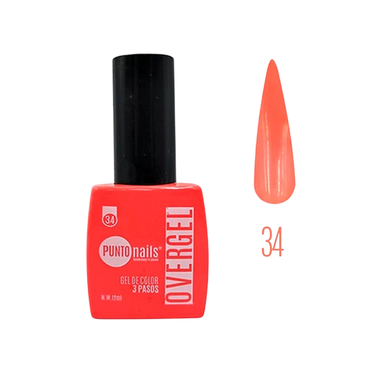 Overgel #34 Coral Neón – Punto Nails 12 ml - Gel - Elegans Nails