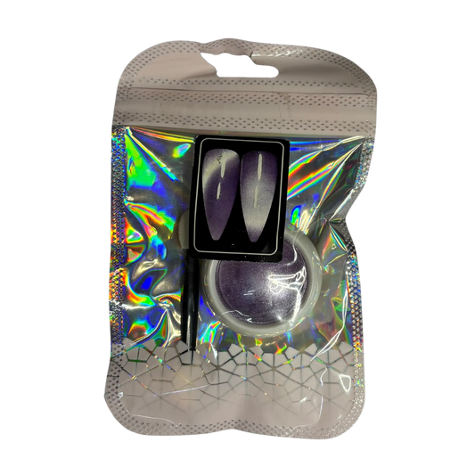 Efecto Ojo de Gato Lila Perlado para Uñas – Pigmento Cat Eye Magnético con Aplicador Nail Art Profesional - Efectos