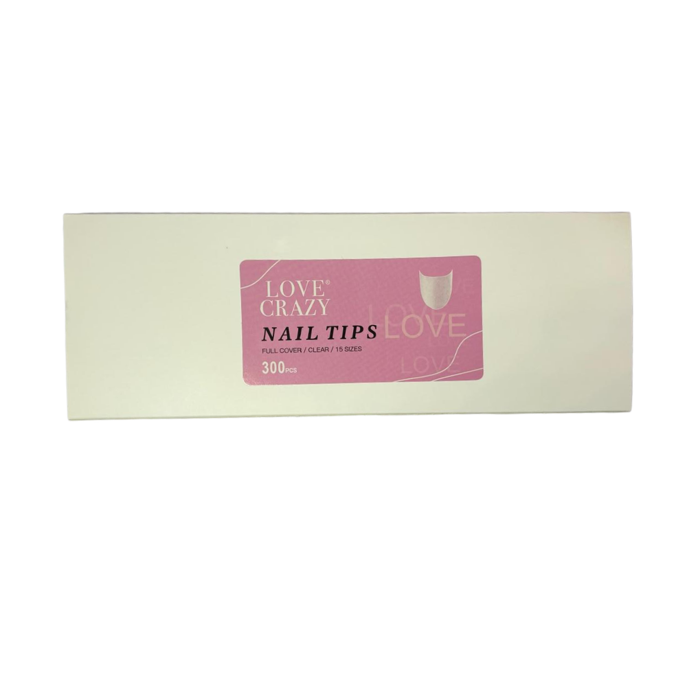 Tips Full Cover Love Crazy Almendra Transparentes 300 Piezas para Extensión de Uñas - Tips Almond - Elegans Nails