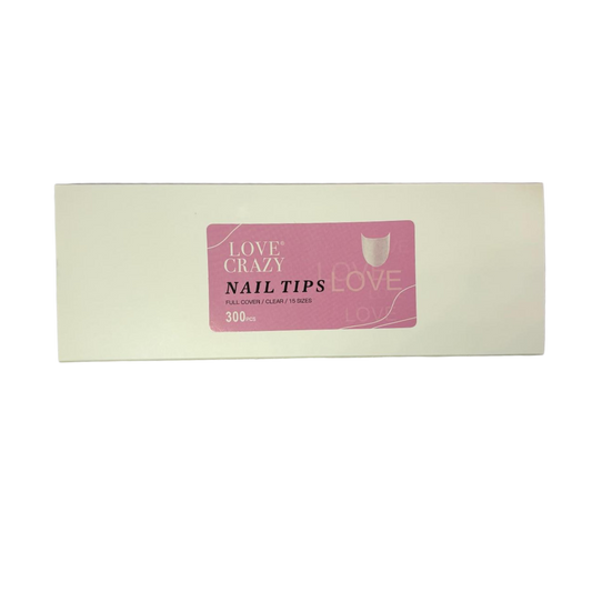 Tips Full Cover Love Crazy Almendra Transparentes 300 Piezas para Extensión de Uñas - Tips Almond - Elegans Nails