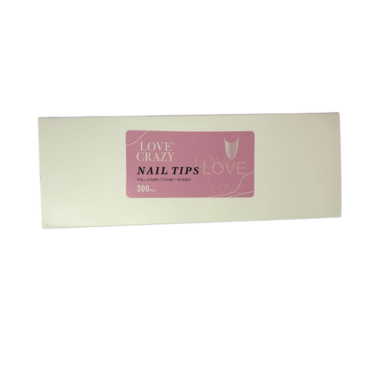 Tips Full Cover Love Crazy Coffin Transparentes 300 Piezas para Extensión de Uñas - Tips Coffin - Elegans Nails