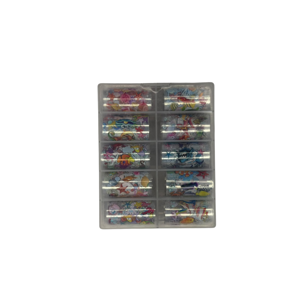 Foil Transfer para Uñas Diseños Marinos 10 Rollos Nail Art - Decoraciones - Elegans Nails