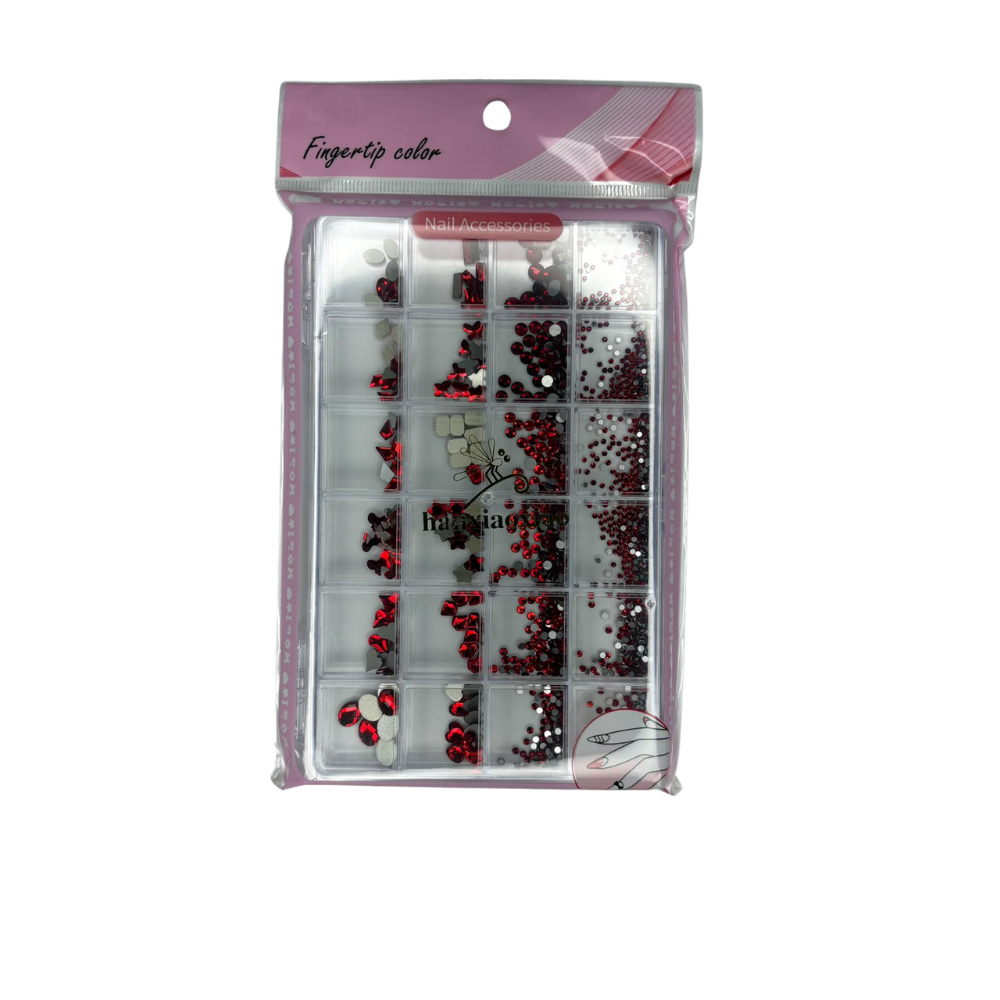 Piedras Rojas para Uñas con Cristales y Figuras Decorativas Nail Art - Decoraciones - Elegans Nails