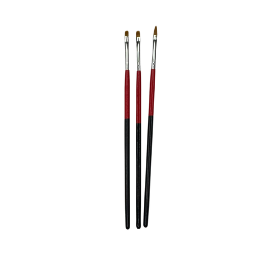 Set de Pinceles Profesionales para Gel UV | Kit de Pinceles para Aplicación de Gel Constructor y Nail Art | 3 Piezas Rojo y