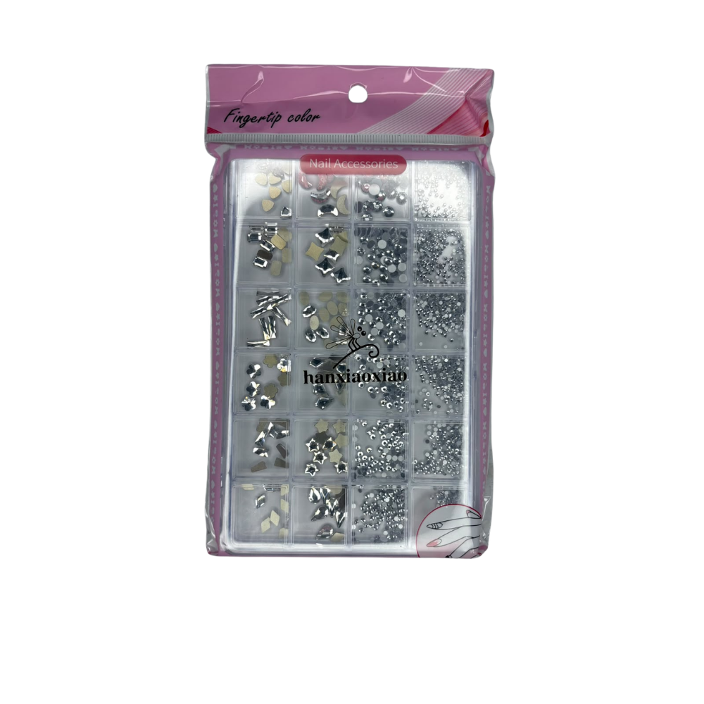 Piedras Plata para Uñas con Cristales y Figuras Decorativas Nail Art - Decoraciones - Elegans Nails