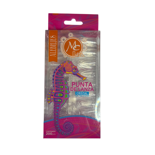 Punta de Lanza Cristal – Mc Nails 200 piezas - Tips Stiletto - Elegans Nails