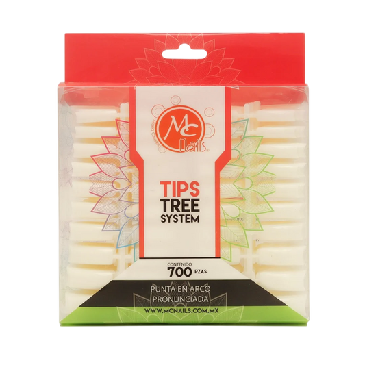 Tips Blanco para Uñas MC Nails Tree System 700 Piezas Punta en Arco Pronunciada