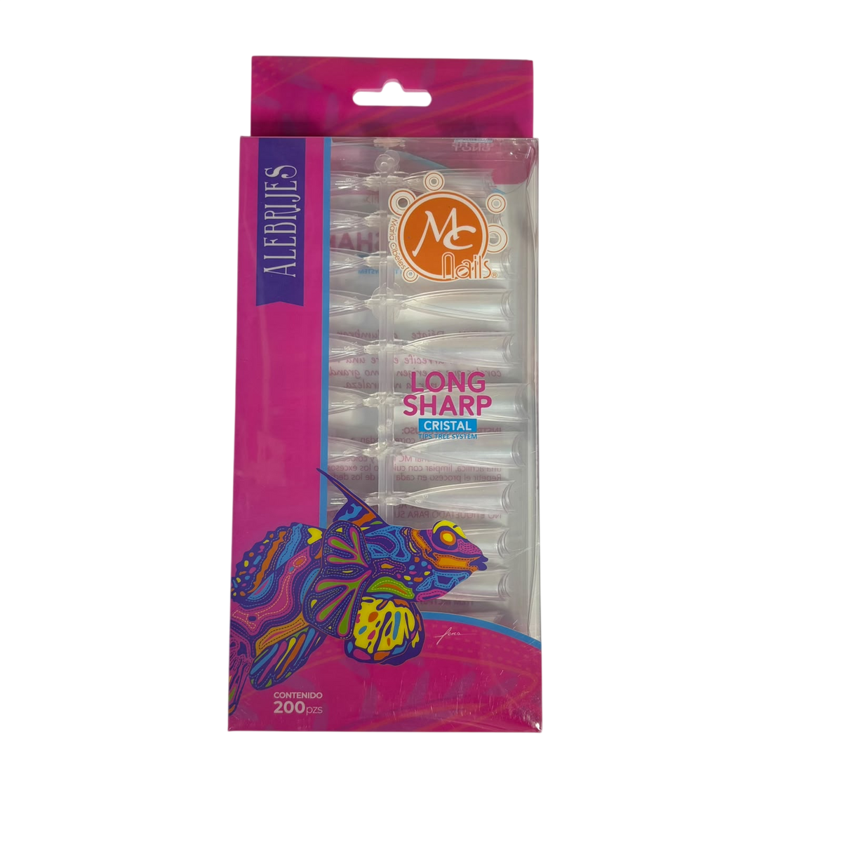 Long Sharp Cristal – MC Nails 200 piezas - Tips Stiletto - Elegans Nails