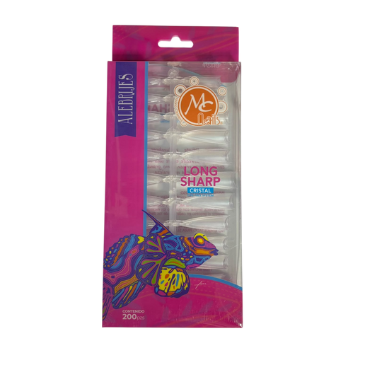 Long Sharp Cristal – MC Nails 200 piezas - Tips Stiletto - Elegans Nails